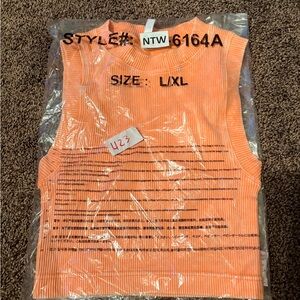 Zenana Bright Coral Ribbed Sleeveless Tank Top